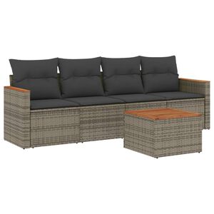 vidaXL Set Divano da Giardino 5 pz con Cuscini Grigio in Polyrattan