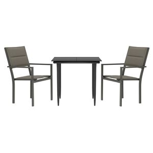 vidaXL Set da Pranzo da Giardino 3 pz Nero in Acciaio e Textilene