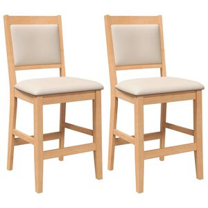vidaXL Sgabelli da Bar con Cuscini 2pz Naturale Legno Massello Hevea