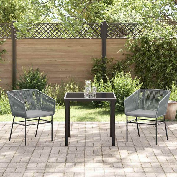 vidaXL Set da Pranzo per Giardino con cuscino 3 pcs Grigio