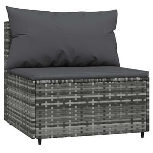 vidaXL Divano Centrale da Giardino con Cuscini in Polyrattan Grigio