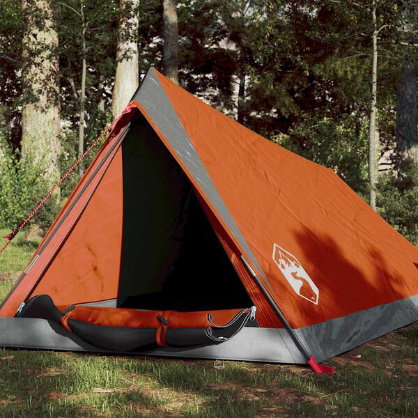 vidaXL Tenda da Campeggio 2 Persone Grigio e Arancione Impermeabile