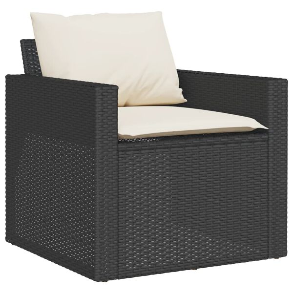 vidaXL Set Divano da Giardino 6 pz con Cuscini Nero in Polyrattan