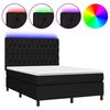 vidaXL Letto a Molle con Materasso e LED Nero 140x200 cm in Tessuto