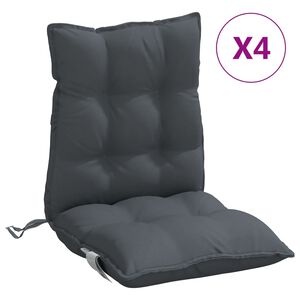 vidaXL Cuscini per Sedie Schienali Bassi 4 pz Antracite Tessuto Oxford