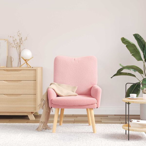 vidaXL poltrona Rosa 63 x 67 x 94 cm Tessuto di Pecora e Plywood