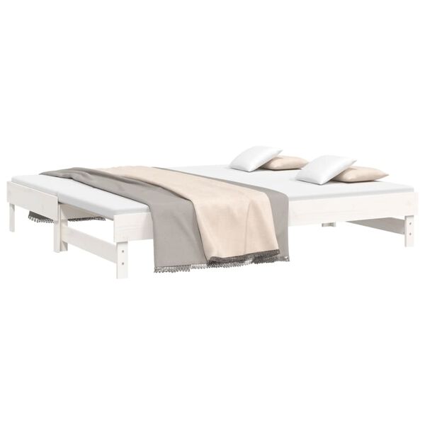 vidaXL Dormeuse Estraibile Bianca 2x(100x200)cm Legno Massello di Pino