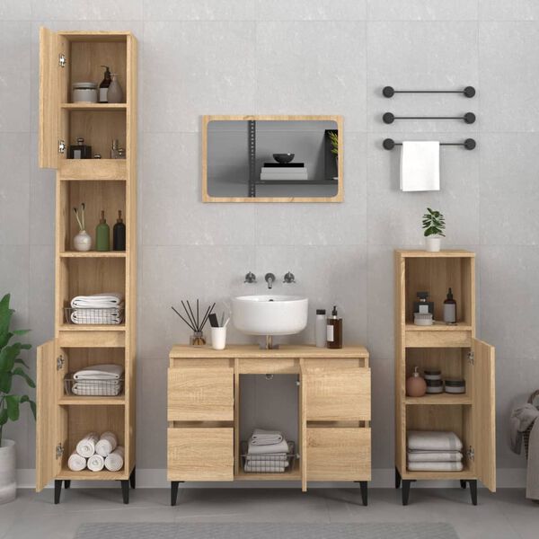 vidaXL Set Mobili da Bagno 2 pz Rovere Sonoma in Legno Multistrato