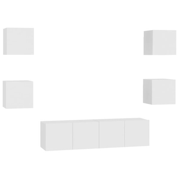 vidaXL Set di Mobili Porta TV 6 pz Bianco in Legno Multistrato