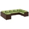 vidaXL Set Divani da Giardino 9 pz con Cuscini in Polyrattan Marrone