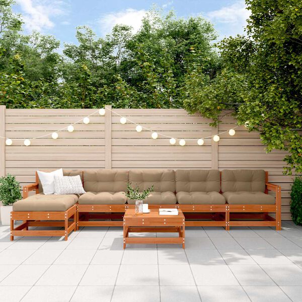 vidaXL Set Lounge da Giardino 7 pcs Marrone Cera