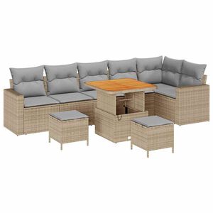 vidaXL Set Divano da Giardino 9 pcs Beige polyrattan