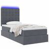 vidaXL Letto con contenitore e LED Grigio scuro 90 x 190 cm Velluto