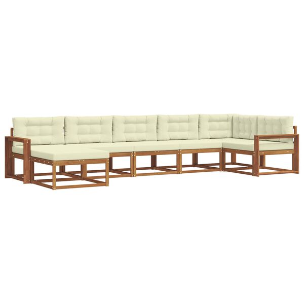 vidaXL Set di divani da esterno con cuscino 7 pcs Naturale e Crema