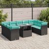 vidaXL Set Divani da Giardino 10 pz con Cuscini Polyrattan Acacia Nero