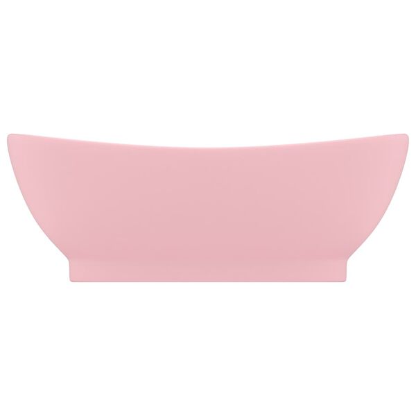 vidaXL Lavandino con Troppopieno Ovale Rosa Opaco 58,5x39 cm Ceramica