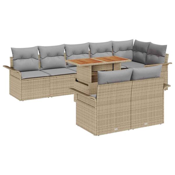 vidaXL Set Divano da Giardino 9 pcs Beige e Grigio Chiaro polyrattan