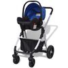 vidaXL Passeggino 3 in 1 in Alluminio Blu e Nero
