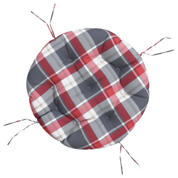 vidaXL Cuscino Rotondo Rosso Motivo a Quadri &Oslash; 60x11 cm Tessuto Oxford