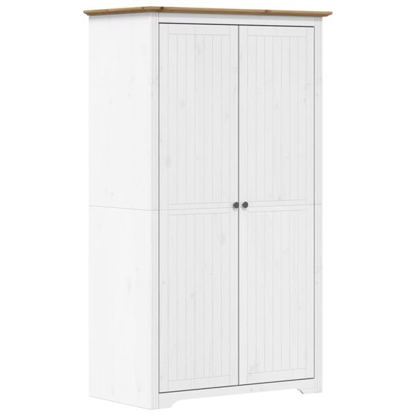 vidaXL Armadio BODO 99x53,5x173 cm Legno Massello Pino Bianco Marrone