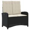 vidaXL Panca Reclinabile da Giardino con Cuscini Nera in Polyrattan