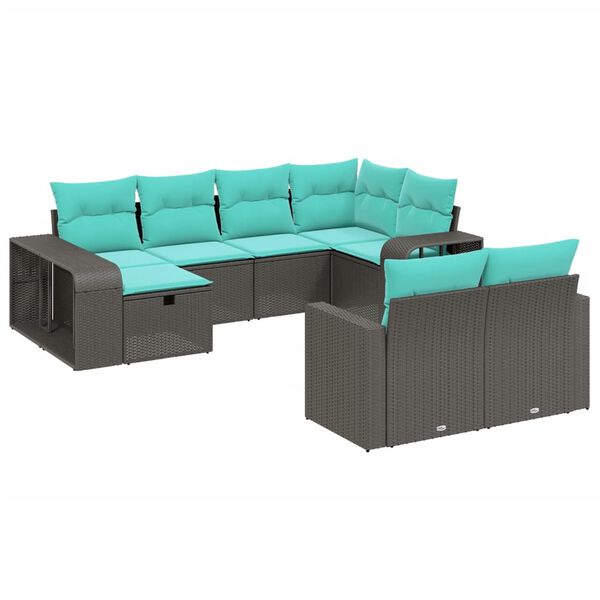 vidaXL Set Divani da Giardino 11 pz con Cuscini in Polyrattan Grigio