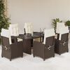 vidaXL Set da Pranzo da Giardino 7pz con Cuscini in Polyrattan Marrone