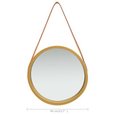 vidaXL Specchio da Parete con Cinghia 40 cm Oro