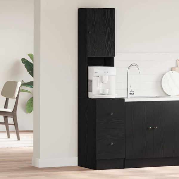 vidaXL Credenza da cucina con cassetto Rovere Nero 32 x 50 x 180 cm