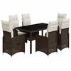 vidaXL Set Bistr&ograve; da Giardino 7 pz con Cuscini in Polyrattan Marrone