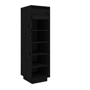 vidaXL Scarpiera Nera 30x34x105 cm in Legno Massello di Pino