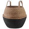 vidaXL Vaso da fiori con manici Nero &Oslash; 32 x 32 cm 100% Erba marina