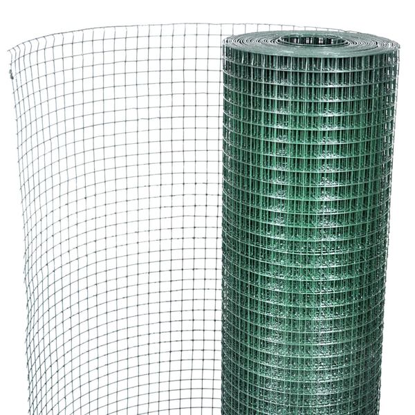 vidaXL Recinto Pollaio in Rete Zincato Rivestimento PVC 10x1 m Verde