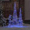 vidaXL Albero di Natale con 90 LED 3 pcs Blu 20 x 20 x 80 cm Acrilico