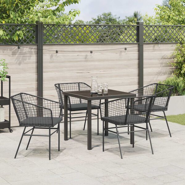 vidaXL Set da Pranzo per Giardino 5 pcs Nero polyrattan