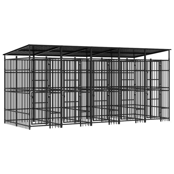 vidaXL Gabbia per Cani da Esterno con Tetto in Acciaio 9,22 m&sup2;