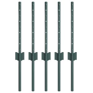 vidaXL Pali per Recinzione 5 pcs Verde 40 cm Acciaio
