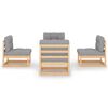vidaXL Set Divani da Giardino 4 pz con Cuscini Legno Massello Pino