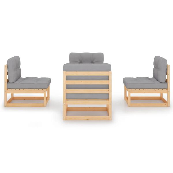 vidaXL Set Divani da Giardino 4 pz con Cuscini Legno Massello Pino