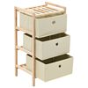 vidaXL Scaffali con 3 Cesti in Tessuto 2 pz in Legno di Cedro Beige