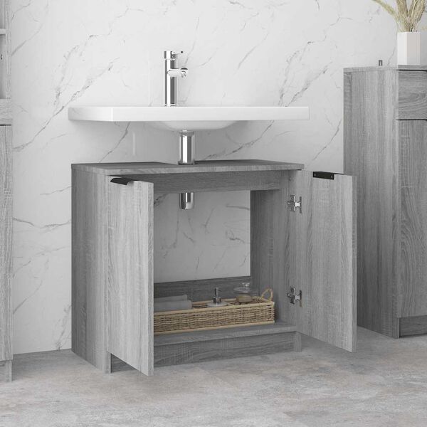 vidaXL Mobile Bagno Grigio Sonoma 64,5x33,5x59 cm in Legno Multistrato