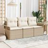 vidaXL Set Divano da Giardino con cuscino 3 pcs Beige Poly Rattan