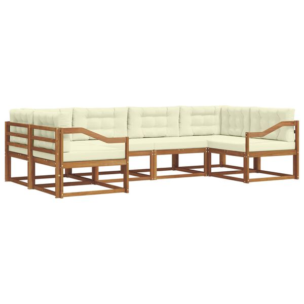 vidaXL Set di divani da esterno con cuscino 6 pcs Naturale e Crema