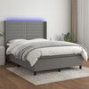 vidaXL Letto a Molle Materasso e LED Grigio Scuro 140x190cm in Tessuto