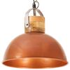 vidaXL Lampada Soffitto Industriale Rame Rotonda 32 cm E27 Legno Mango