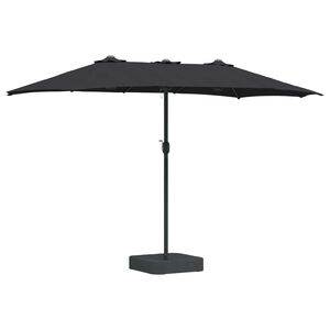vidaXL Ombrello da giardino Nero 385 x 209 x 244 cm Poliestere