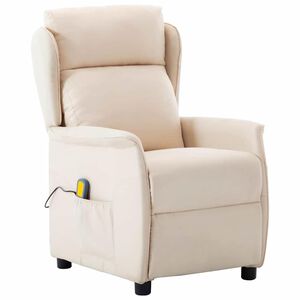 vidaXL Sedia da massaggio Crema 93.5 x 67.5 x 101.5 cm Tessuto