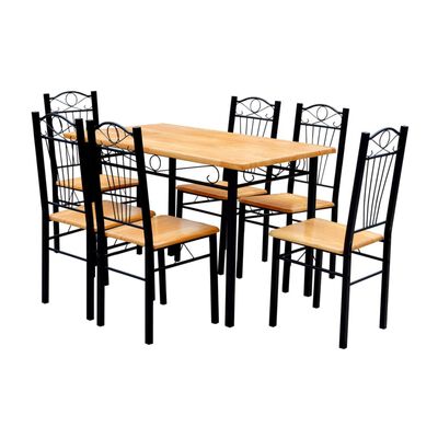 Set 6 sedie e tavolo cucina e pranzo,legno e acciaio, miele