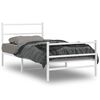vidaXL Giroletto con Testiera e Pediera Metallo Bianco 100x190 cm