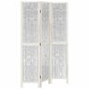 vidaXL Divisorio Ambienti 3Pannelli Bianco Legno Massello di Paulownia